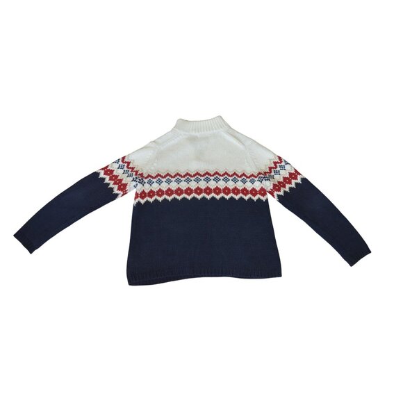 Vintage y2k Eddie Bauer Quarter Zip Knit Preppy Winter Sweater Navy Blue Size M - Picture 9 of 10